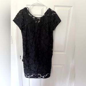 Navy blue lace shift dress